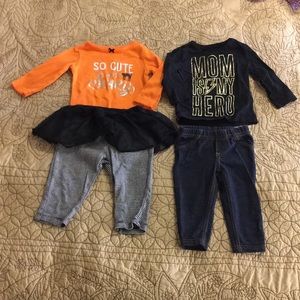 Carter’s Halloween onesie + pants and hero outfit